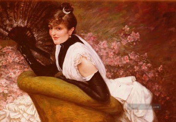  Tissot Malerei - Porträt De Femme A LEventail James Jacques Joseph Tissot
